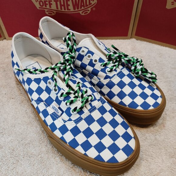 Vans Men's 9.5/Women's 11 Authentic Blue/Gum Checkerboard VN0009PVY6Z - Picture 7 of 12